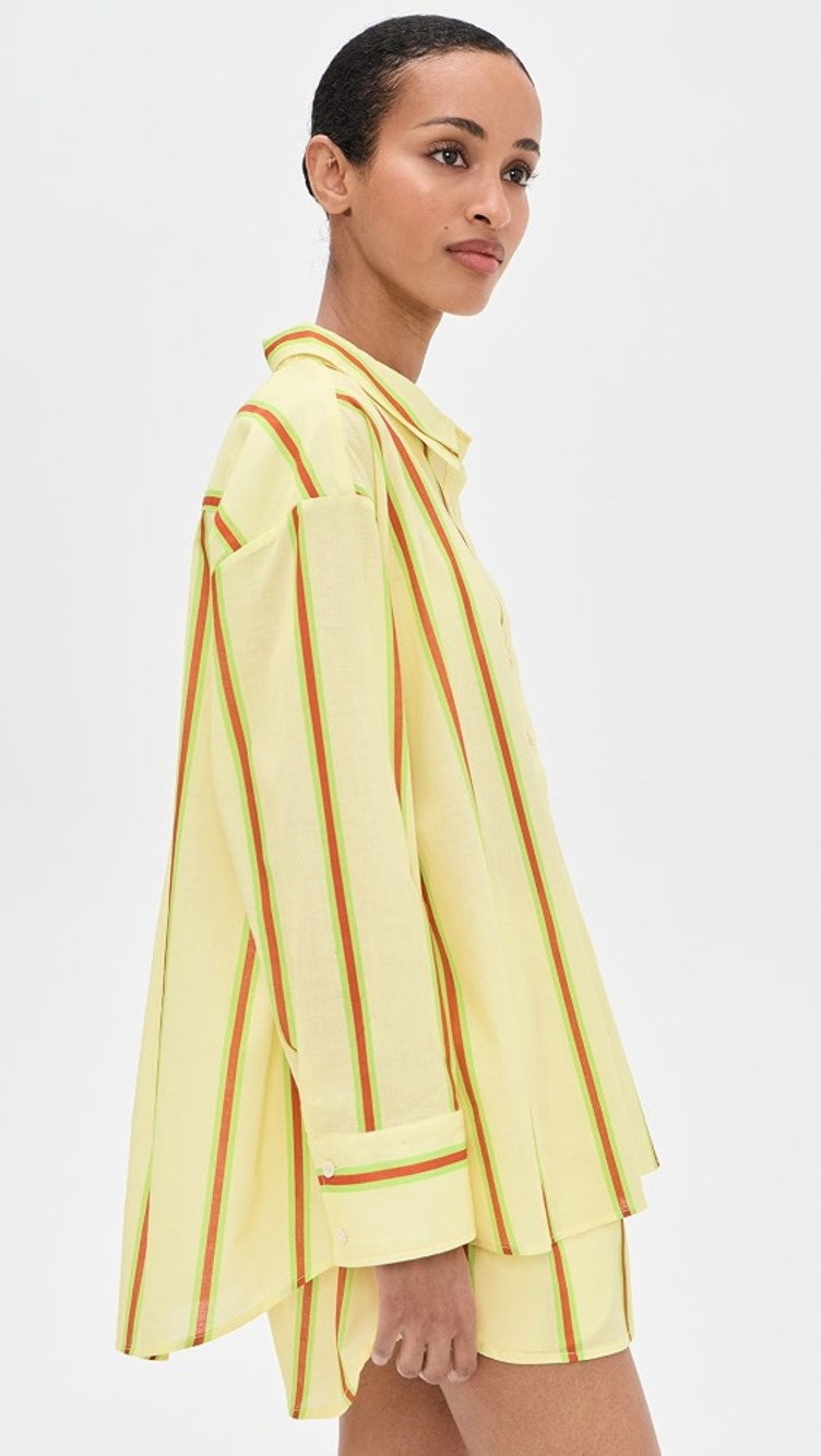 Ciao Ciao Vacation Sandy Stripe Vines Shirt in Yellow - Picture 4 of 5